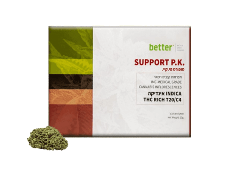 קנאביס רפואי תפרחת סאפורט P.K מינון - T22/C4 - Support P.K איי איי די קאן לילה - אינדיקה