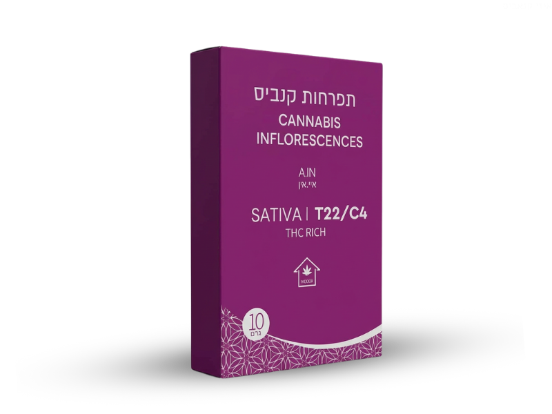 קנאביס רפואי תפרחת איי.אין - T22/C4 - A.IN קנטק יום - סאטיבה
