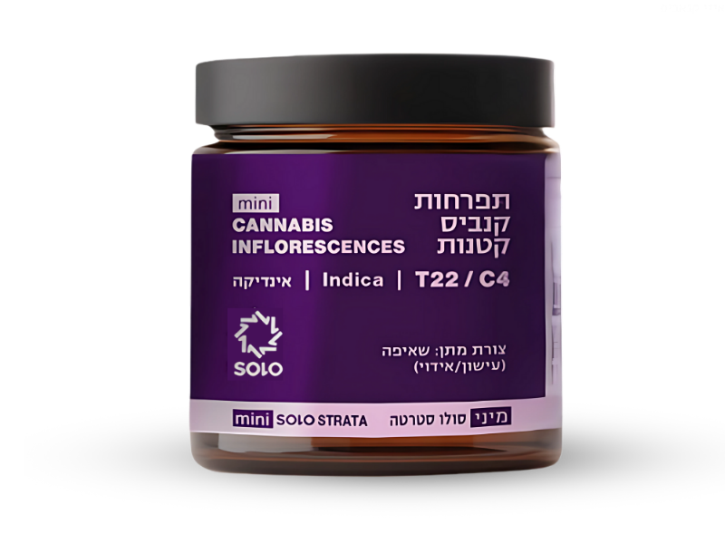 קנאביס רפואי תפרחת סולו סטראטה מיני - T22/C4 - SOLO Strata Mini מדוקאן לילה - אינדיקה