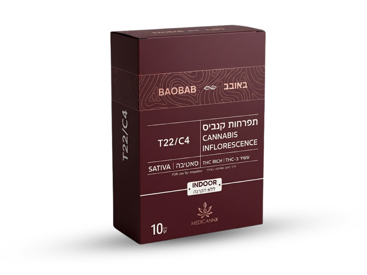 קנאביס רפואי תפרחת באובב - T22/C4 - Baobab מדיקן איקס יום - סאטיבה