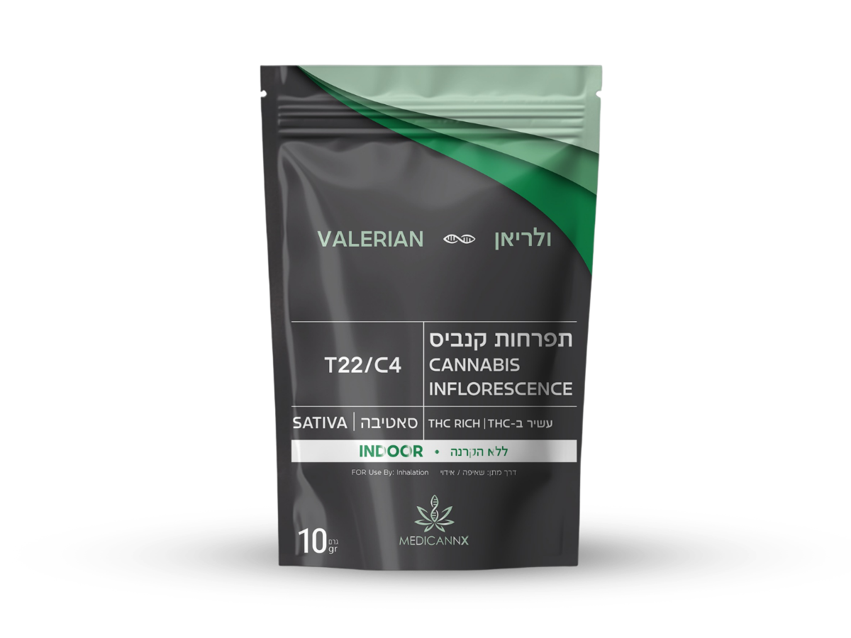 קנאביס רפואי תפרחת ולריאן - T22/C4 - Valerian מדיקן איקס יום - סאטיבה