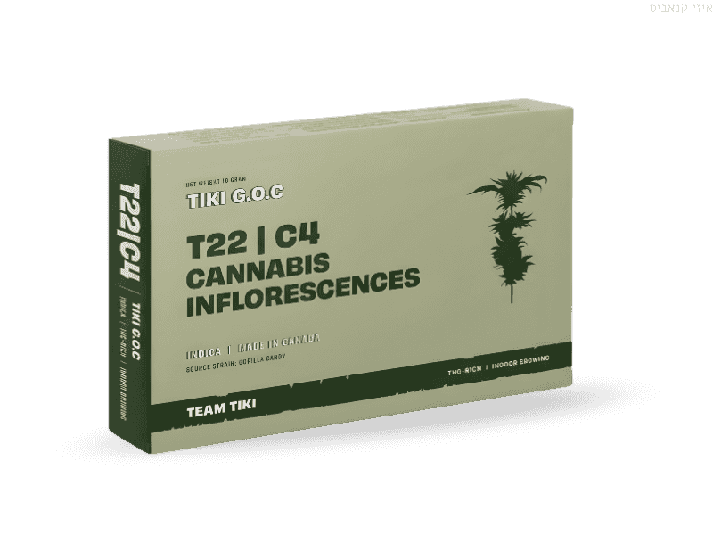 קנאביס רפואי תפרחת טיקי ג'י.או.סי - T22/C4 - Tiki G.O.C טוגדר פארמה לילה - אינדיקה