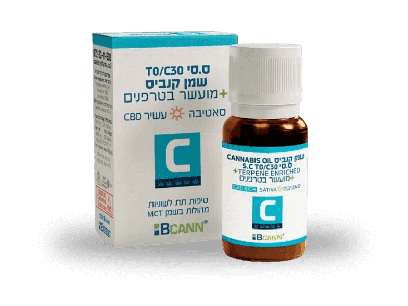 קנאביס רפואי שמן ביקאן סי.סי CC סאטיבה - T0/C30 - Bcann C.C בזלת פארמה יום - סאטיבה