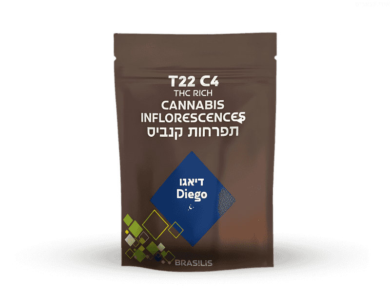 קנאביס רפואי תפרחת דייגו - T22/C4 - Diego גרין פילדס לילה - אינדיקה