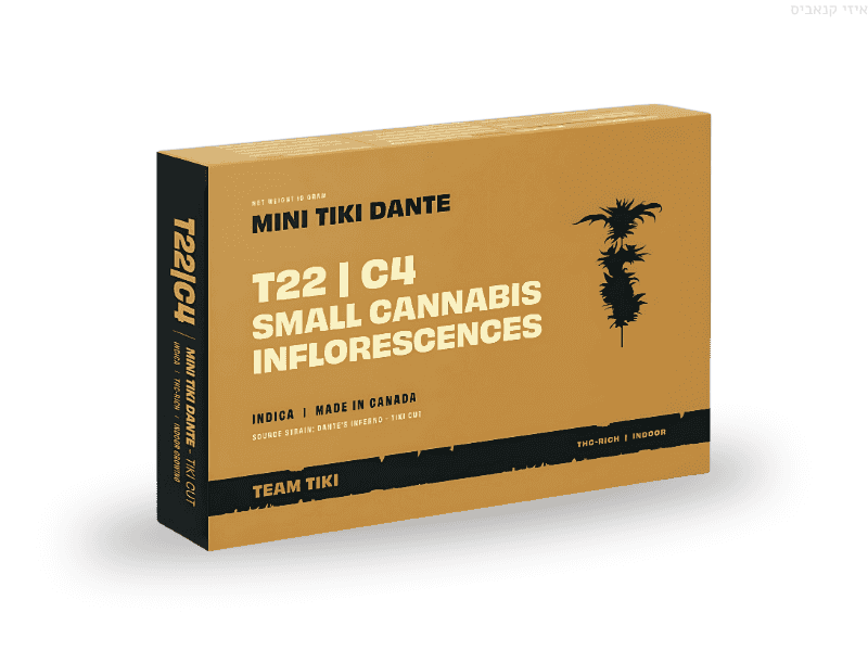 קנאביס רפואי תפרחת טיקי דאנטה מיני - T22/C4 - Tiki Dante Mini טוגדר פארמה לילה - אינדיקה