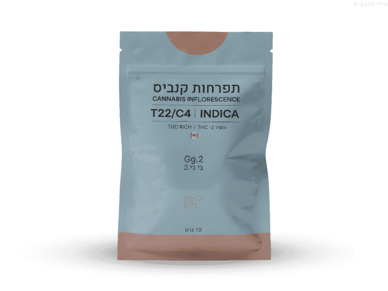 קנאביס רפואי תפרחת ג'י ג'י.2 - T22/C4 - Gg.2 רפאנא לילה - אינדיקה