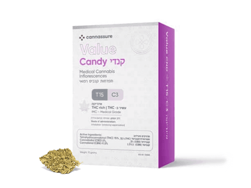 קנאביס רפואי תפרחת קנדי - T15/C3 - Candy קנאשור לילה - אינדיקה