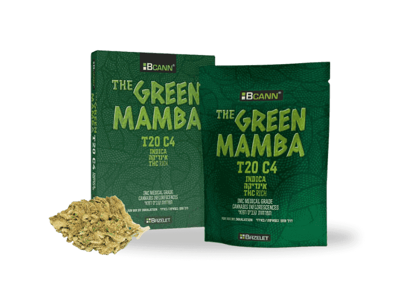 קנאביס רפואי תפרחת גרין ממבה - T20/C4 - Green Mamba בזלת פארמה לילה - אינדיקה