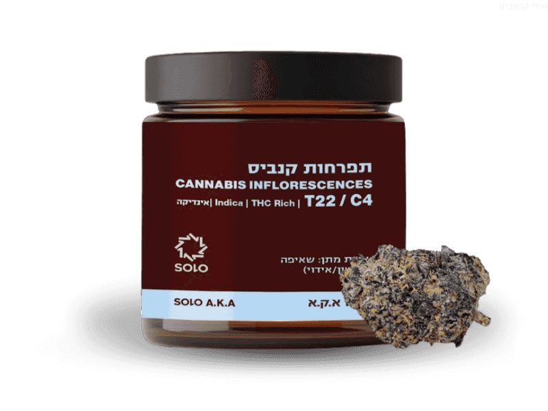 קנאביס רפואי תפרחת סולו א.ק.א - T22/C4 - SOLO A.K.A מדוקאן לילה - אינדיקה