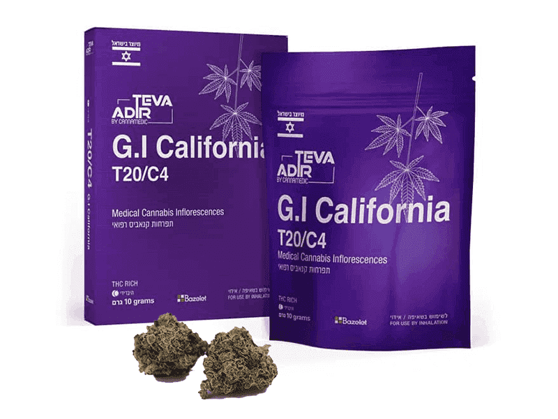 קנאביס רפואי תפרחת ג'י קליפורניה - T20/C4 - G.I california קאנמדיק (טבע אדיר) לילה - אינדיקה