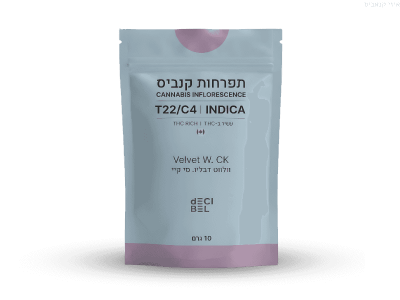 קנאביס רפואי תפרחת ולווט דבליו סי.קיי - T22/C4 - Velvet W.CK רפאנא לילה - אינדיקה